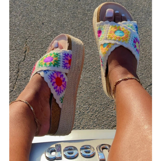 "Crochet" Platform Sandal